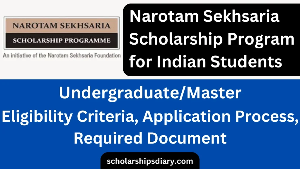 Narotam Sekhsaria Scholarship program 2024 Master, and Ph.D. for Indian Stuudents